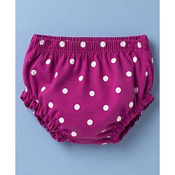 Babyhug Interlock Knit Half Sleeves Frock with Polka Dot Print & Bloomer - Dark Pink