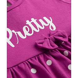 Babyhug Interlock Knit Half Sleeves Frock with Polka Dot Print & Bloomer - Dark Pink