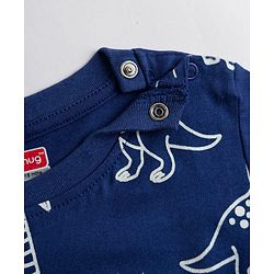 Babyhug Cotton Knit Full Sleeves Dino Printed Co-Ords T-Shirt & Pyjama Night Suit - Navy Blue