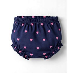 Babyhug Interlock Knit Half Sleeves Hearts Printed Frock With Bloomer - Navy Blue