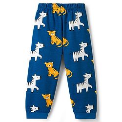 Babyhug 100% Cotton Knit Full Sleeves T-Shirt & Pyjama Co-ord Night Suit with Tiger & Zebra Print - Teal Blue