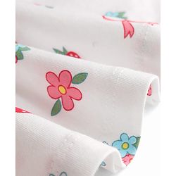 Babyhug 100% Cotton Knit Half Sleeves Floral Printed Frock With Bloomer - White