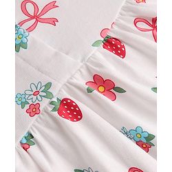 Babyhug 100% Cotton Knit Half Sleeves Floral Printed Frock With Bloomer - White