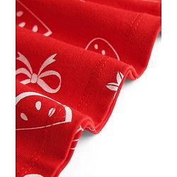 Babyhug 100% Cotton Single Jersey Knit Half Sleeves Peter Pan Collared Floral Printed Frock with Bloomer - Red