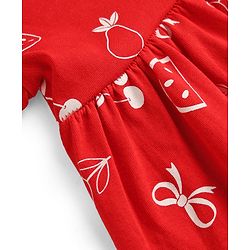 Babyhug 100% Cotton Single Jersey Knit Half Sleeves Peter Pan Collared Floral Printed Frock with Bloomer - Red
