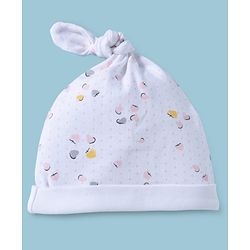 Babyhug 100% Cotton Interlock Knit Printed Baby Caps Pack of 2 Multicolor - Diameter 11.5 cm