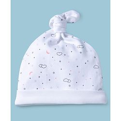 Babyhug 100% Cotton Interlock Knit Printed Baby Caps Pack of 2 Multicolor - Diameter 11.5 cm