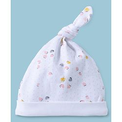 Babyhug 100% Cotton Interlock Knit Printed Baby Caps Pack of 2 Multicolor - Diameter 11.5 cm