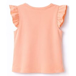 Babyhug Cotton Knit Sleeveless Top & Shorts Night-Suit With Sea Life Print - Dark Peach