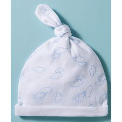Babyhug 100% Cotton Interlock Knit Cap With Animal Print Pack of 2 White- Diameter 15 cm