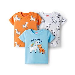 Babyhug 100% Cotton Knit Half Sleeves Animal Printed T-Shirts Pack of 3 - Multicolor