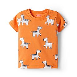 Babyhug 100% Cotton Knit Half Sleeves Animal Printed T-Shirts Pack of 3 - Multicolor