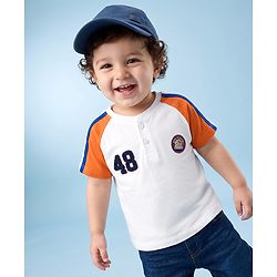Babyhug 100% Cotton Knit Half Sleeves T-Shirt With Text Print - White