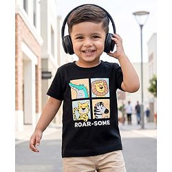 Babyhug Cotton Knit T-Shirt with Graphics Half Sleeves Multi Color 6-9 Months