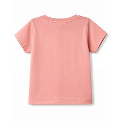 Babyhug Cotton Knit Half Sleeves Elephant & Floral Printed  T-Shirt & Shorts Night Suit - Pink