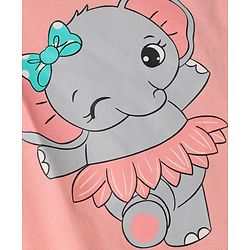 Babyhug Cotton Knit Half Sleeves Elephant & Floral Printed  T-Shirt & Shorts Night Suit - Pink