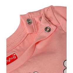 Babyhug Cotton Knit Half Sleeves Elephant & Floral Printed  T-Shirt & Shorts Night Suit - Pink