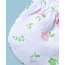 Babyhug 100% Cotton Interlock Knit Mittens & Booties With Floral Print - Multicolor