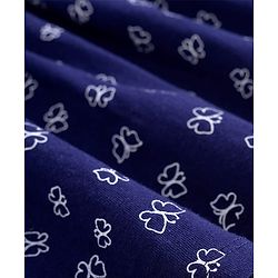 Babyhug Single Jersey Knit Half Sleeves Frock With Butterfly Print & Bloomer - Navy Blue
