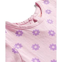 Babyhug Single Jersey Knit Half Sleeves Floral Printed Frock With Bloomer - Pink