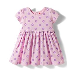 Babyhug Single Jersey Knit Half Sleeves Floral Printed Frock With Bloomer - Pink