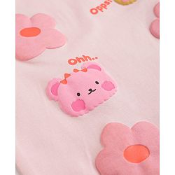 Babyhug Half Sleeves T-Shirt & Shorts Night Suit With Floral Print - Peach