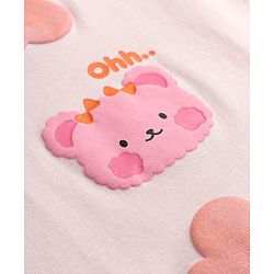 Babyhug Half Sleeves T-Shirt & Shorts Night Suit With Floral Print - Peach