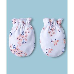 Babyhug 100% Cotton Interlock Knit Mittens & Booties With Floral Print - Multicolor