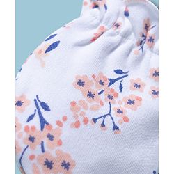 Babyhug 100% Cotton Interlock Knit Mittens & Booties With Floral Print - Multicolor