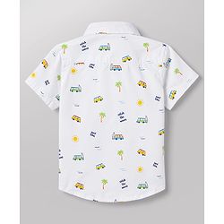 Babyhug 100% Cotton Woven Half Sleeve Regular Collar Beach Theme Shirt White 12-18 Months