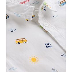 Babyhug 100% Cotton Woven Half Sleeve Regular Collar Beach Theme Shirt White 12-18 Months