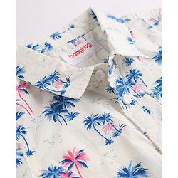 Babyhug Cotton Woven Shirt Half Sleeve Regular Collar Printed White 9-12 Months