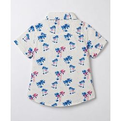Babyhug Cotton Woven Shirt Half Sleeve Regular Collar Printed White 9-12 Months