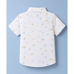 Babyhug 100% Cotton Woven Half Sleeves Shirt with Boat & Car Print -White