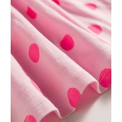 Babyhug Single Jersey Knit Half Sleeves Polka Dot Printed Frock With Bloomer & Headband - Pink