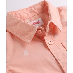 Babyhug Cotton Woven Shirt Half Sleeve Regular Collar Printed Peach 9-12 Months