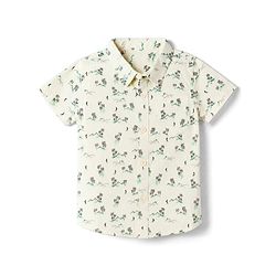Babyhug 100% Cotton Woven Half Sleeves Shirt with Tropical Print - Green