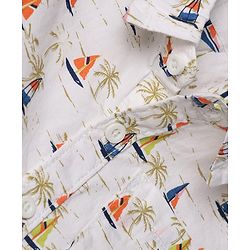 Babyhug 100% Cotton Woven Half Sleeves Shirt with Nautical Print - White
