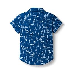 Babyhug 100% Cotton Woven Half Sleeves Shirt with Nautical Print - Blue