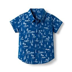 Babyhug 100% Cotton Woven Half Sleeves Shirt with Nautical Print - Blue