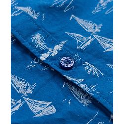 Babyhug 100% Cotton Woven Half Sleeves Shirt with Nautical Print - Blue