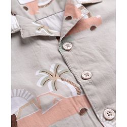 Babyhug 100% Cotton Woven Half Sleeves Shirt with Tropical & Vehicle Print - Light Peach