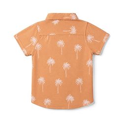Babyhug 100% Cotton Woven Half Sleeves Shirt with Palm Tree Print - Peach