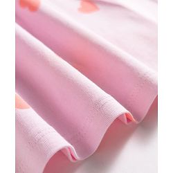Babyhug Single Jersey Knit Half Sleeves Heart Printed Frock with Bow Applique Bloomer & Headband - Pink