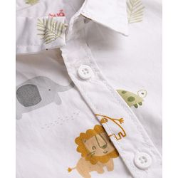 Babyhug 100% Cotton Woven Half Sleeves Shirt with Animal Print - White
