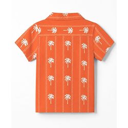 Babyhug Half Sleeve 100% Cotton Woven Resort Collar Printed Shirt with Palm Tree Print -Orange