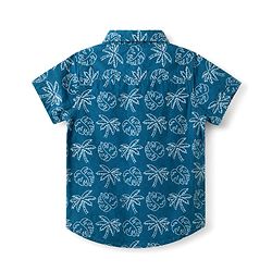 Babyhug 100% Cotton Woven Regular Collar Shirt with Half Sleeves and Palm Trees and Monstera Leaves Print in Blue