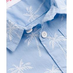 Babyhug 100% Cotton Woven Half Sleeves Shirt with Palm Tree Print - Blue