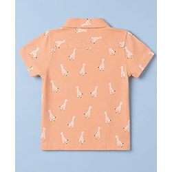 Babyhug 100% Cotton Woven Half Sleeves Shirt with Giraffe Print - Peach