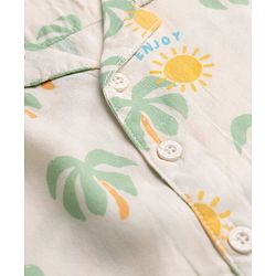 Babyhug 100% Cotton Woven Half Sleeves Shirt with Tropical Theme Print - White
